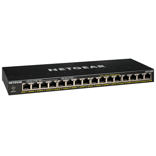 16PT GE UNMANAGED SWCH HI-PWR POE+
