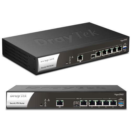 Vigor 2962F Dual WAN glasvezel router 4 Gigabit LAN, 200 VPN LAN-LAN IPSEC, IPv6